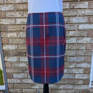 ⭐ Tommy Hilfiger navy, red, and white plaid pencil skirt size 2